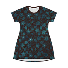 Load image into Gallery viewer, Teal and Dark Chocolate T-Shirt Dress
