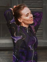 Load image into Gallery viewer, Purple Marble Unisex Zip Hoodie