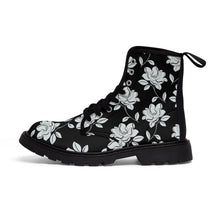 Load image into Gallery viewer, Black and White Floral Women's Canvas Boots