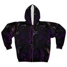 Load image into Gallery viewer, Purple Marble Unisex Zip Hoodie