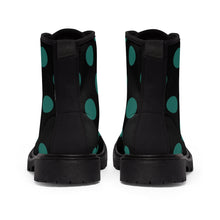 Load image into Gallery viewer, Teal Polka Dots Women&#39;s Canvas Boots
