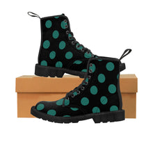 Load image into Gallery viewer, Teal Polka Dots Women&#39;s Canvas Boots
