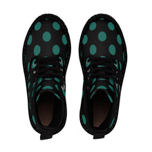 Charger l&#39;image dans la galerie, Teal Polka Dots Women&#39;s Canvas Boots
