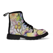 Load image into Gallery viewer, Watercolour and ink florals - Women&#39;s Canvas Boots
