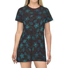 Charger l&#39;image dans la galerie, Teal and Dark Chocolate T-Shirt Dress
