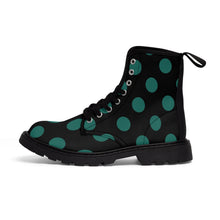 Load image into Gallery viewer, Teal Polka Dots Women&#39;s Canvas Boots
