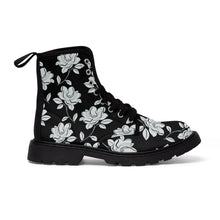 Load image into Gallery viewer, Black and White Floral Women&#39;s Canvas Boots
