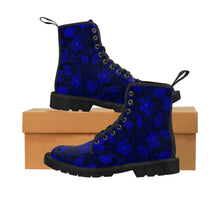 Load image into Gallery viewer, Prussian Blue Florals Women&#39;s Canvas Boots
