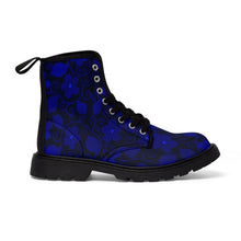 Load image into Gallery viewer, Prussian Blue Florals Women&#39;s Canvas Boots
