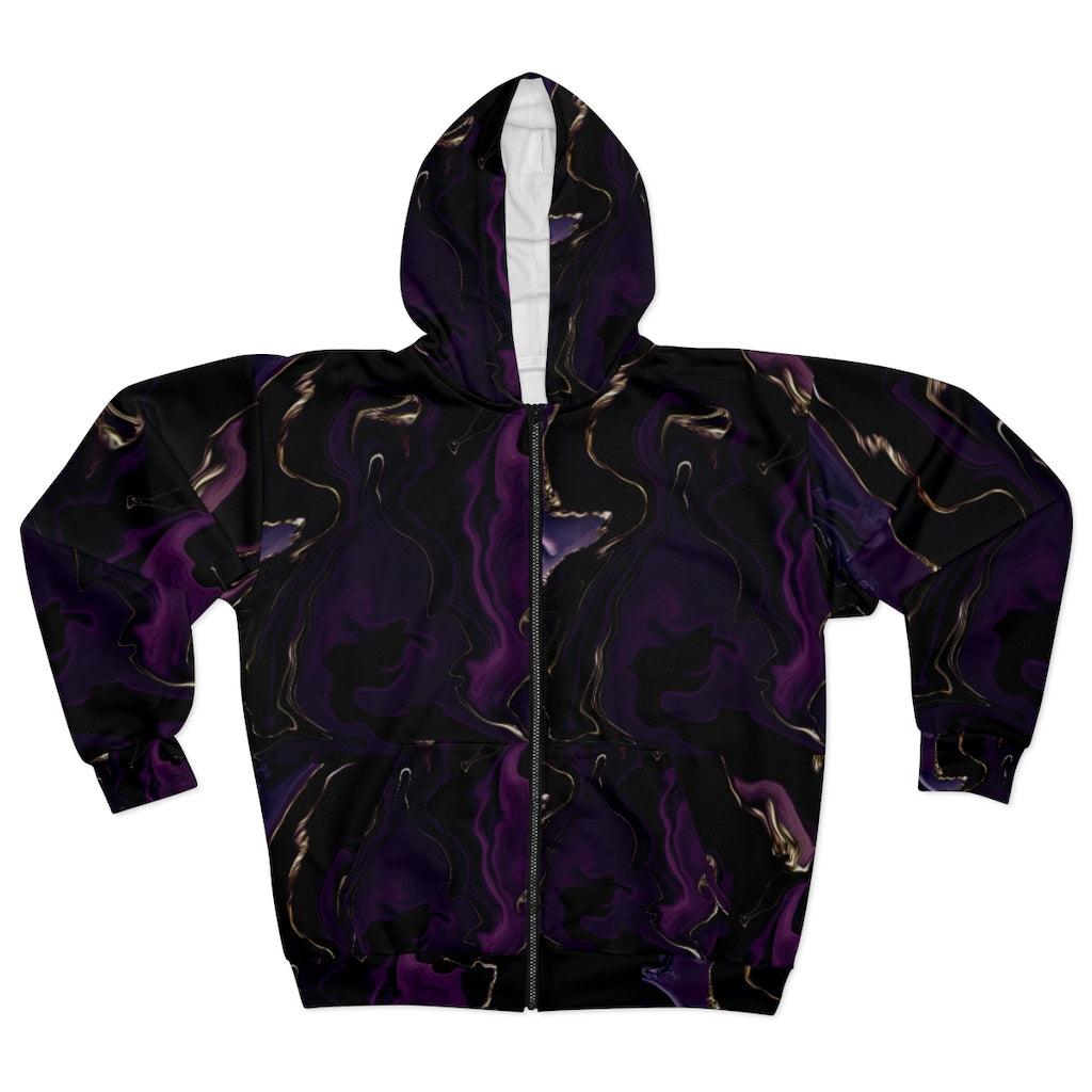 Purple Marble Unisex Zip Hoodie