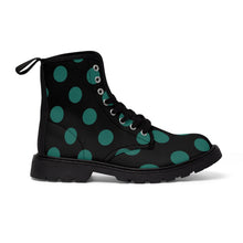 Charger l&#39;image dans la galerie, Teal Polka Dots Women&#39;s Canvas Boots
