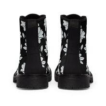 Load image into Gallery viewer, Black and White Floral Women&#39;s Canvas Boots
