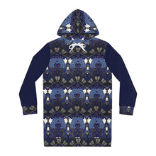 Charger l&#39;image dans la galerie, Stylized blue florals Hoodie Dress
