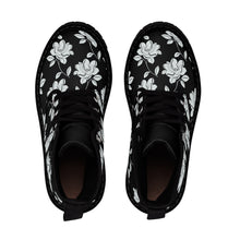 Load image into Gallery viewer, Black and White Floral Women&#39;s Canvas Boots
