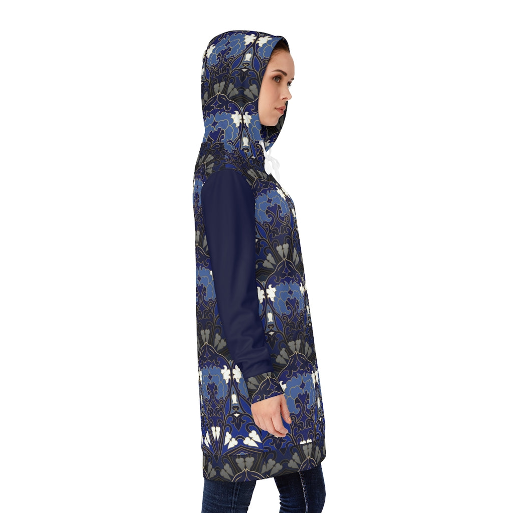 Stylized blue florals Hoodie Dress