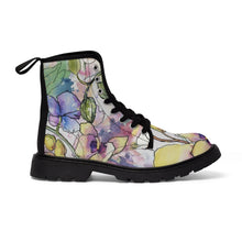 Load image into Gallery viewer, Watercolour and ink florals - Women&#39;s Canvas Boots
